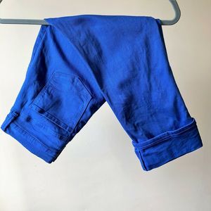 NYDJ Dayla Colored Wide Cuff Capri Blue Sz 4P